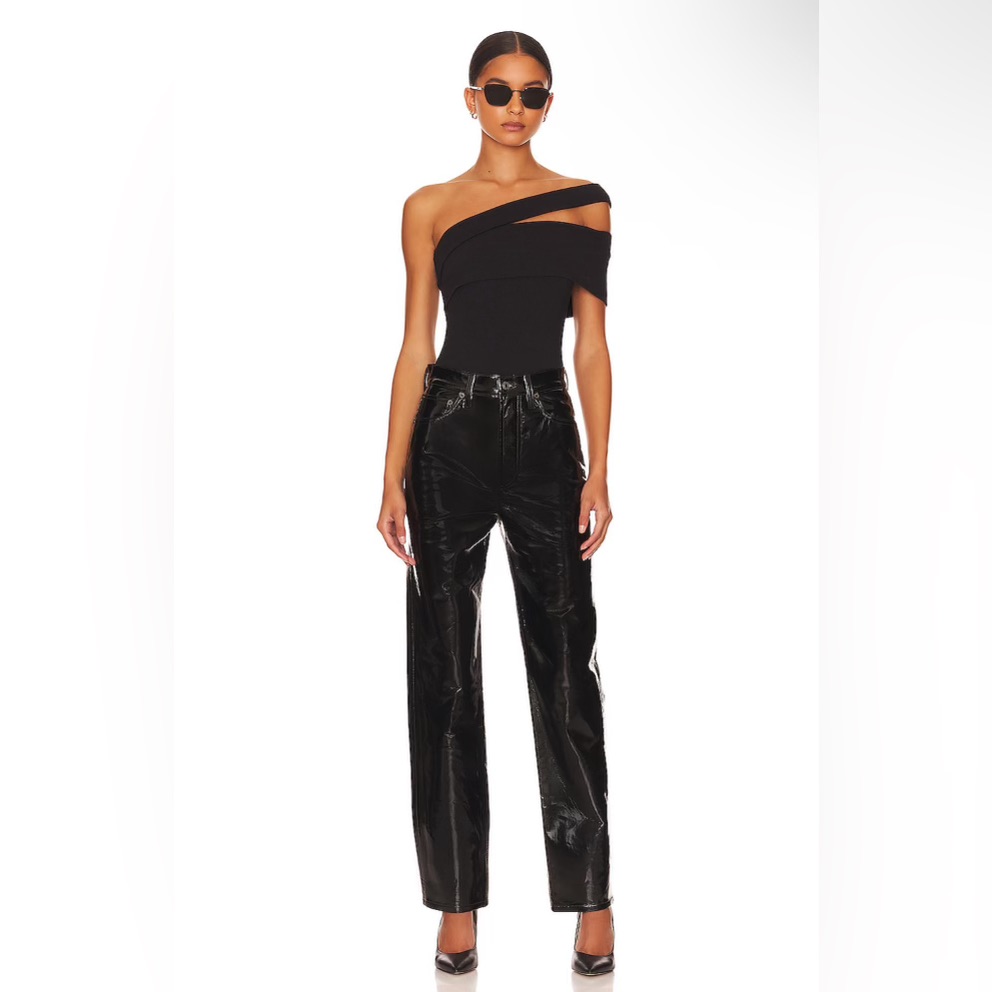New With Tags! Agolde Recycled Leather 90’s Pinch Waist In Black Patent